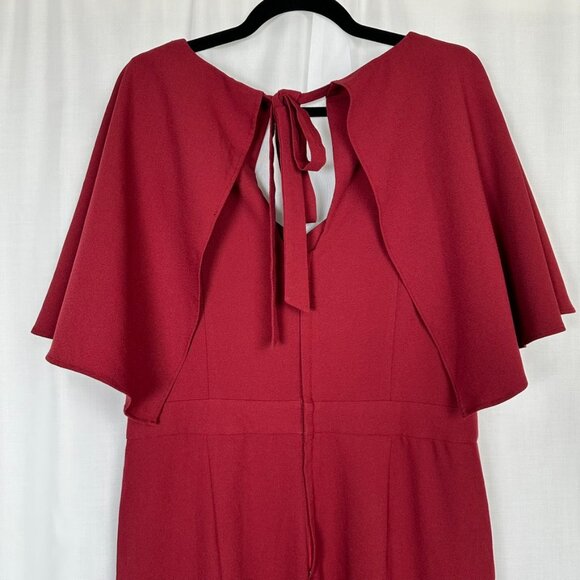 Voodoo Vixen Zoey Wide Leg Jumpsuit Womens XL Maroon Red Holiday Flutter HEMMED - Picture 3 of 16